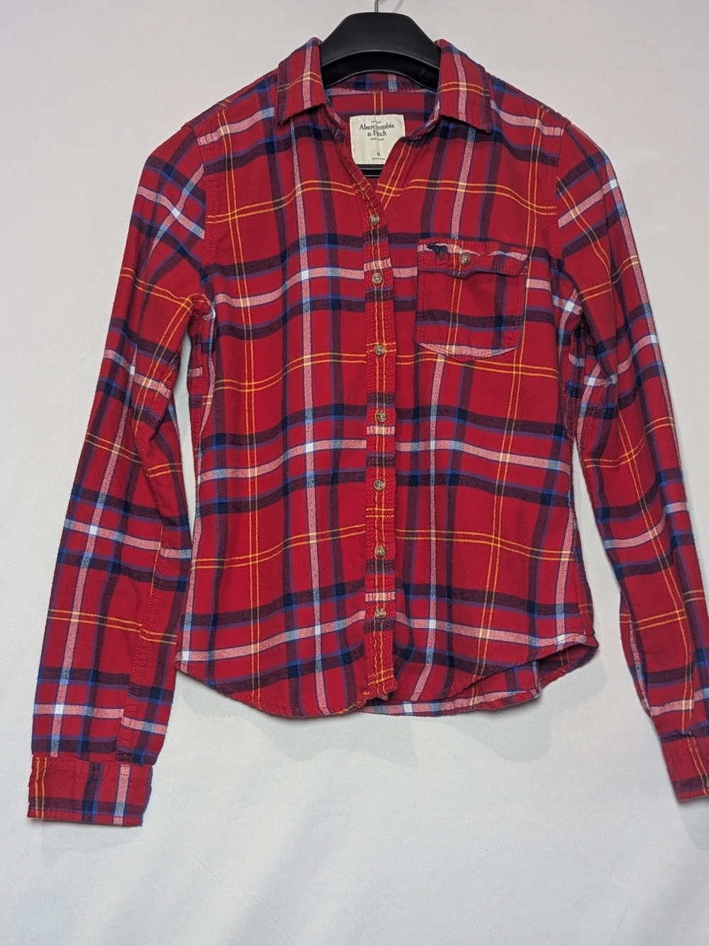 Vintage Abercrombie & Fitch Red Plaid Flannel Y2K Button Up M